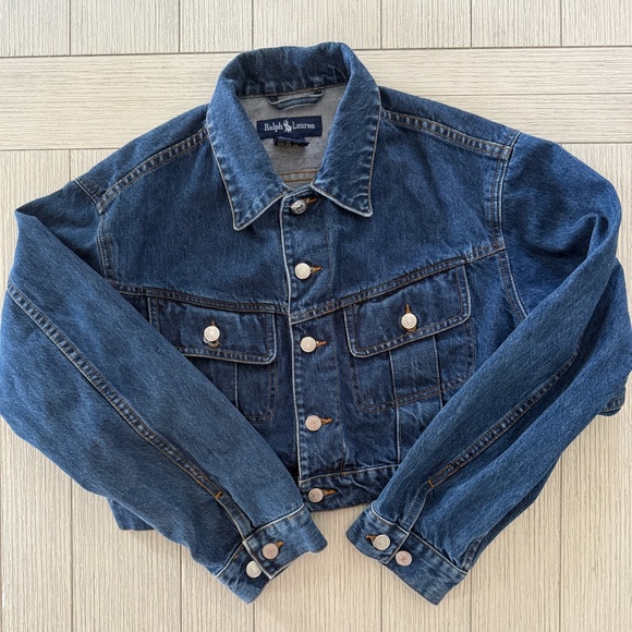 Ralph Lauren Cropped Jean Jacket Size Large - Picture 1 of 7